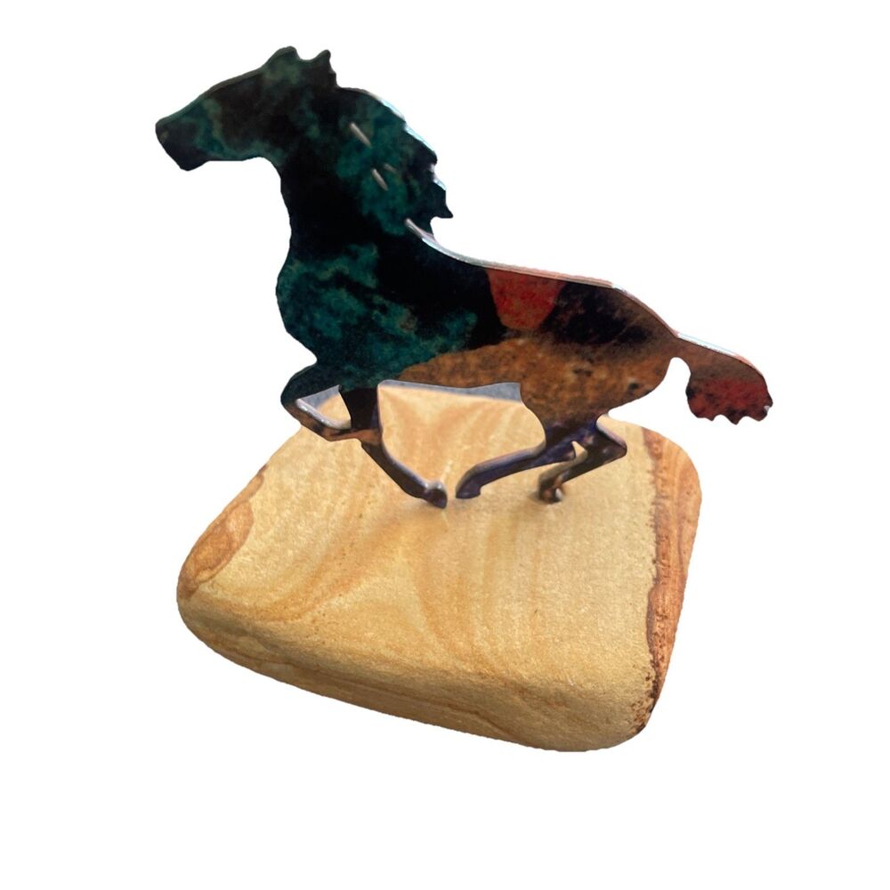 Southwestern Mini Metal Horse Figurine on Red Rock Souvenir Sedona